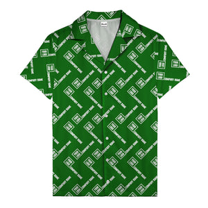 custom logo & company name repeat black hawaiian shirt for men