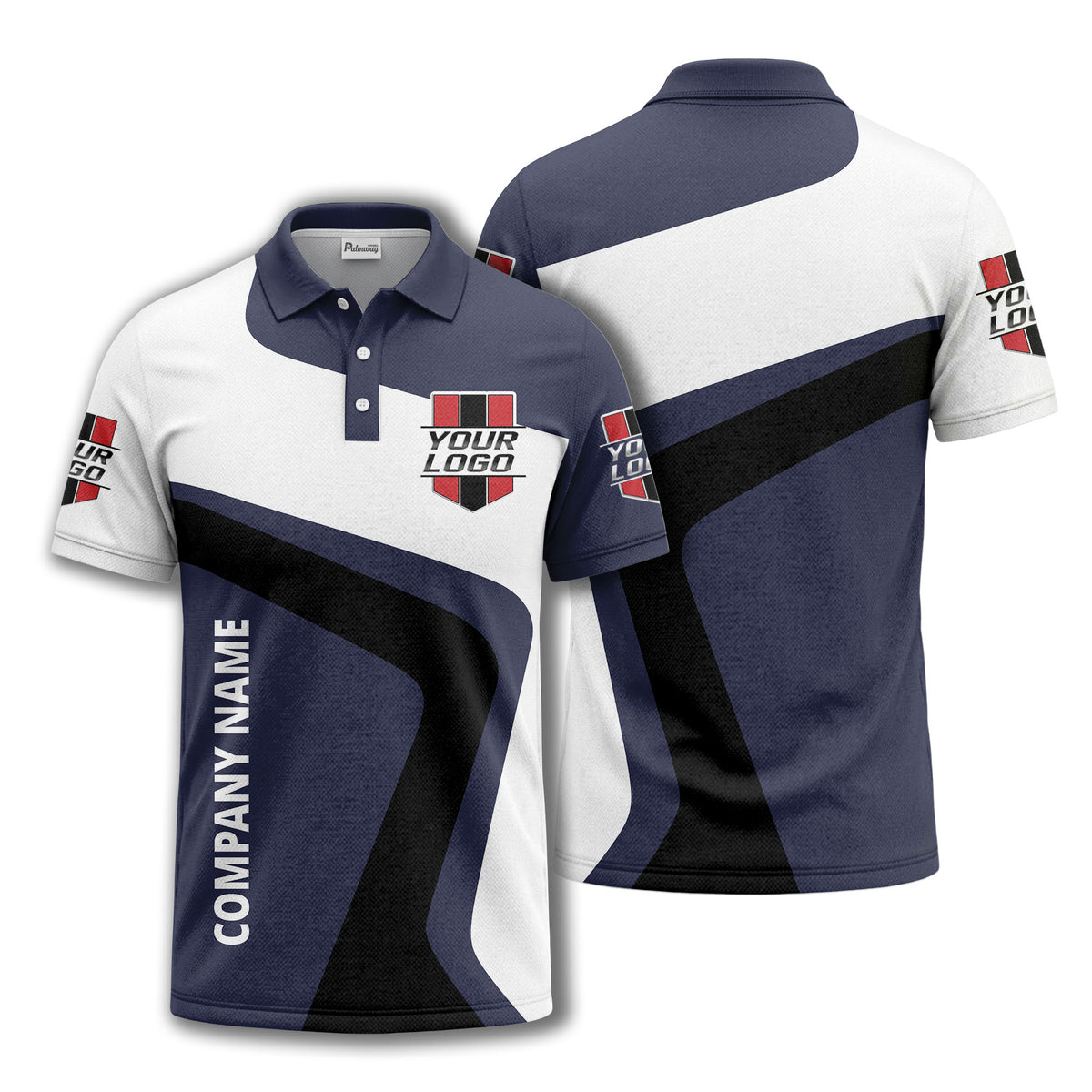 custom logo diagonal stripe corporate polo shirt for business uniforms