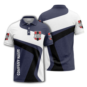 custom logo diagonal stripe corporate polo shirt for business uniforms