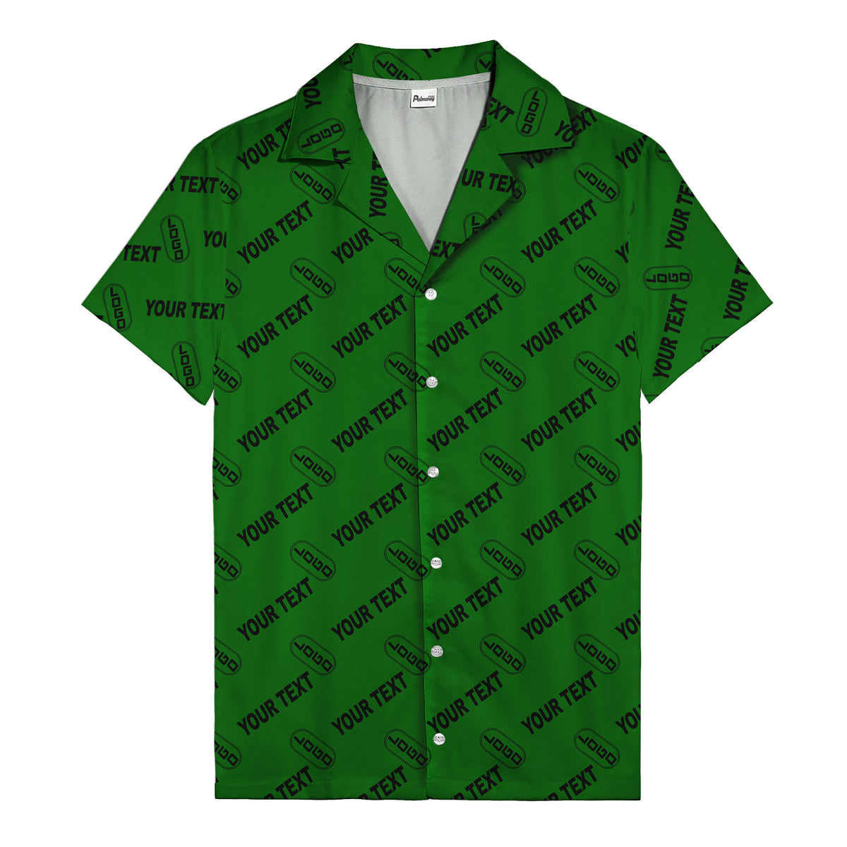 custom logo & editable text repeat pattern black hawaiian shirt
