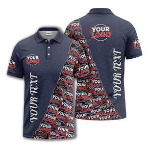 custom logo repeat vertical text pattern personalized polo shirt