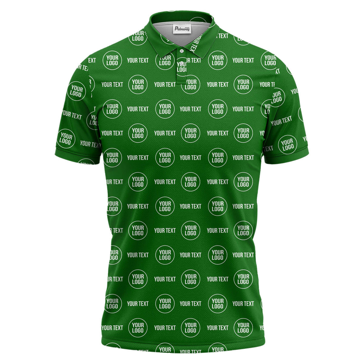 custom logo & text repeat pattern black polo shirt for men