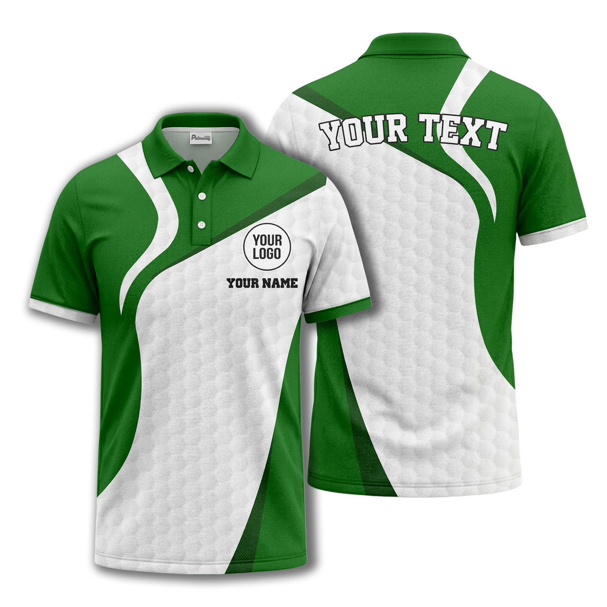 custom name & logo geometric diagonal stripes hexagonal texture polo shirt