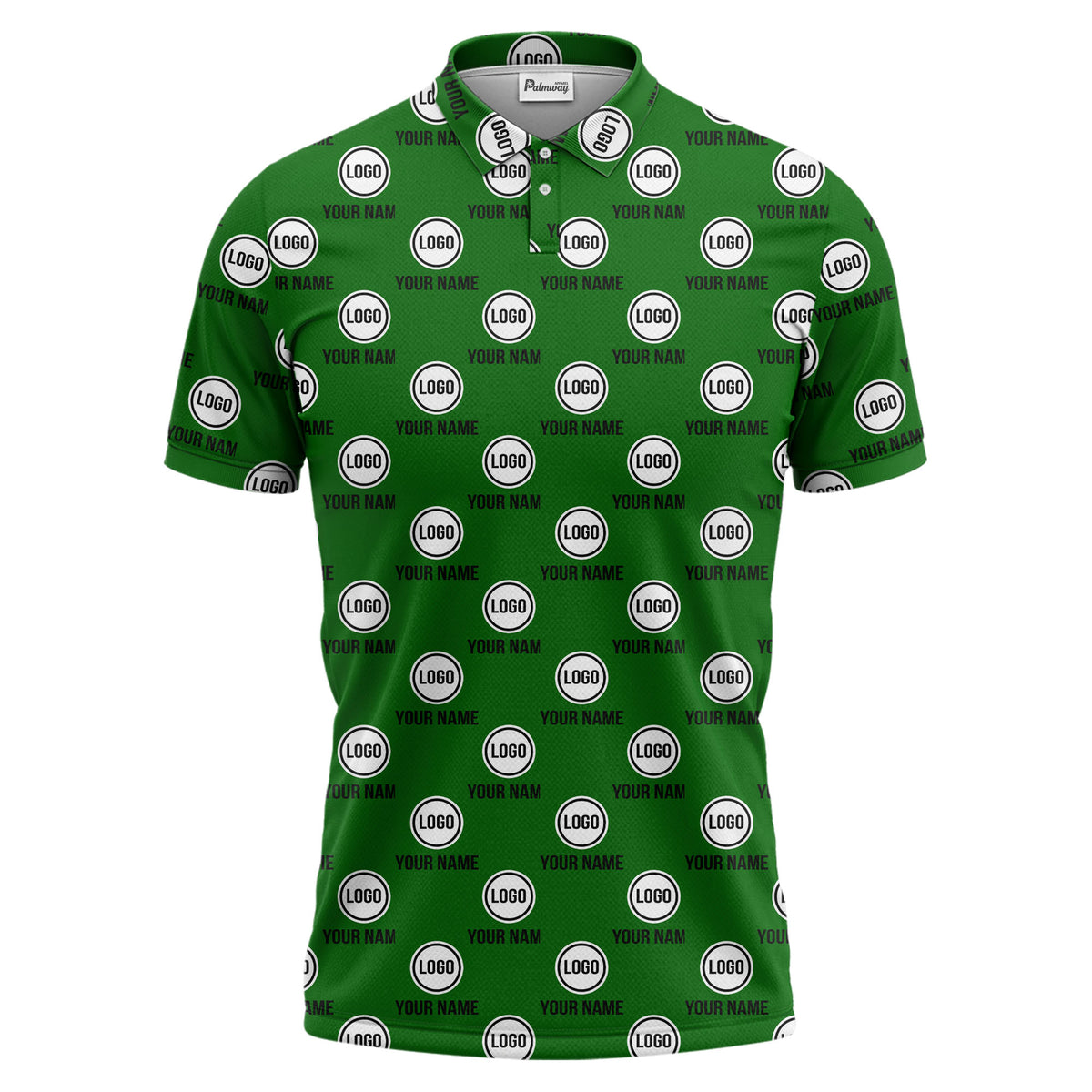 custom name & logo repeat circle pattern black polo shirt