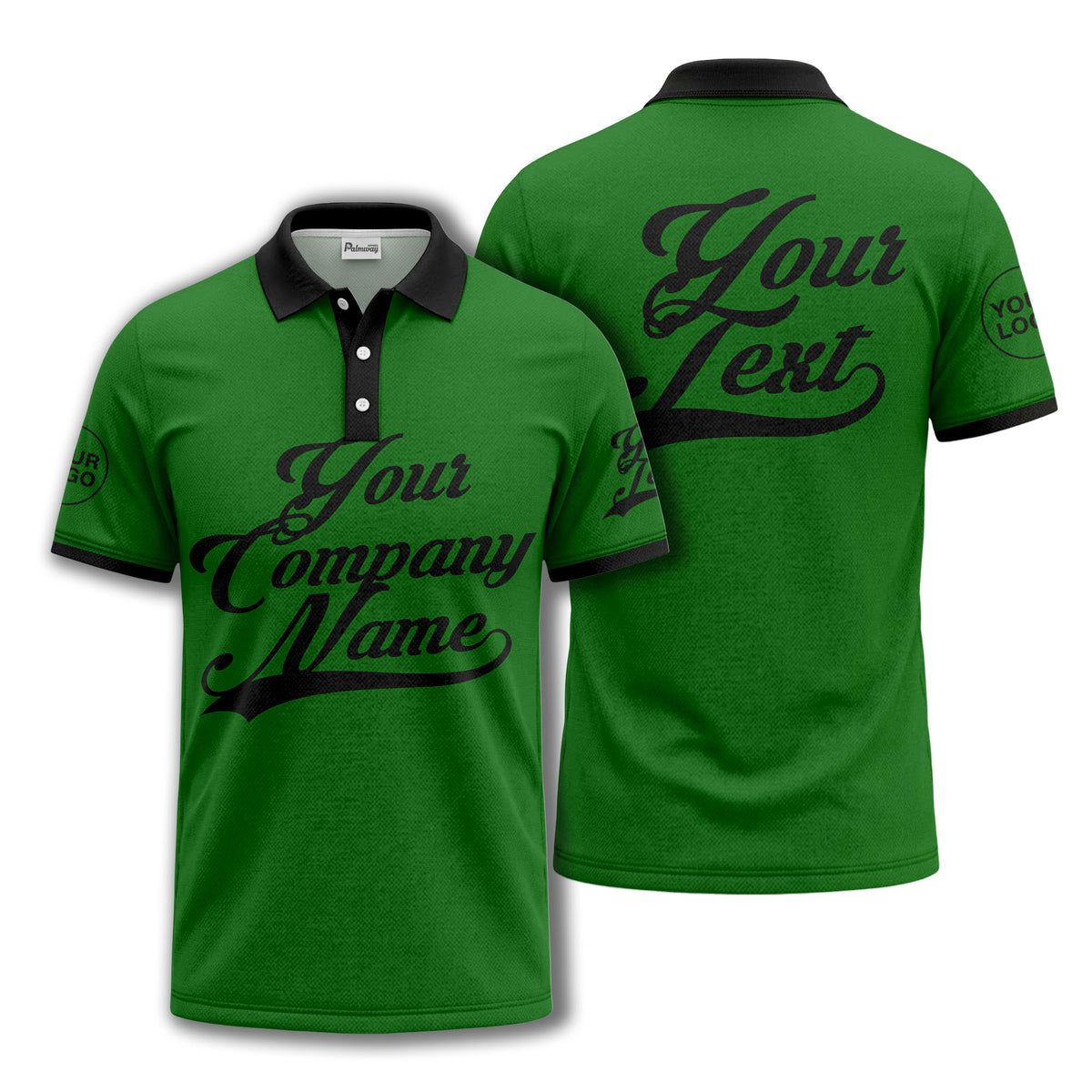 custom script logo corporate casual polo shirt for men