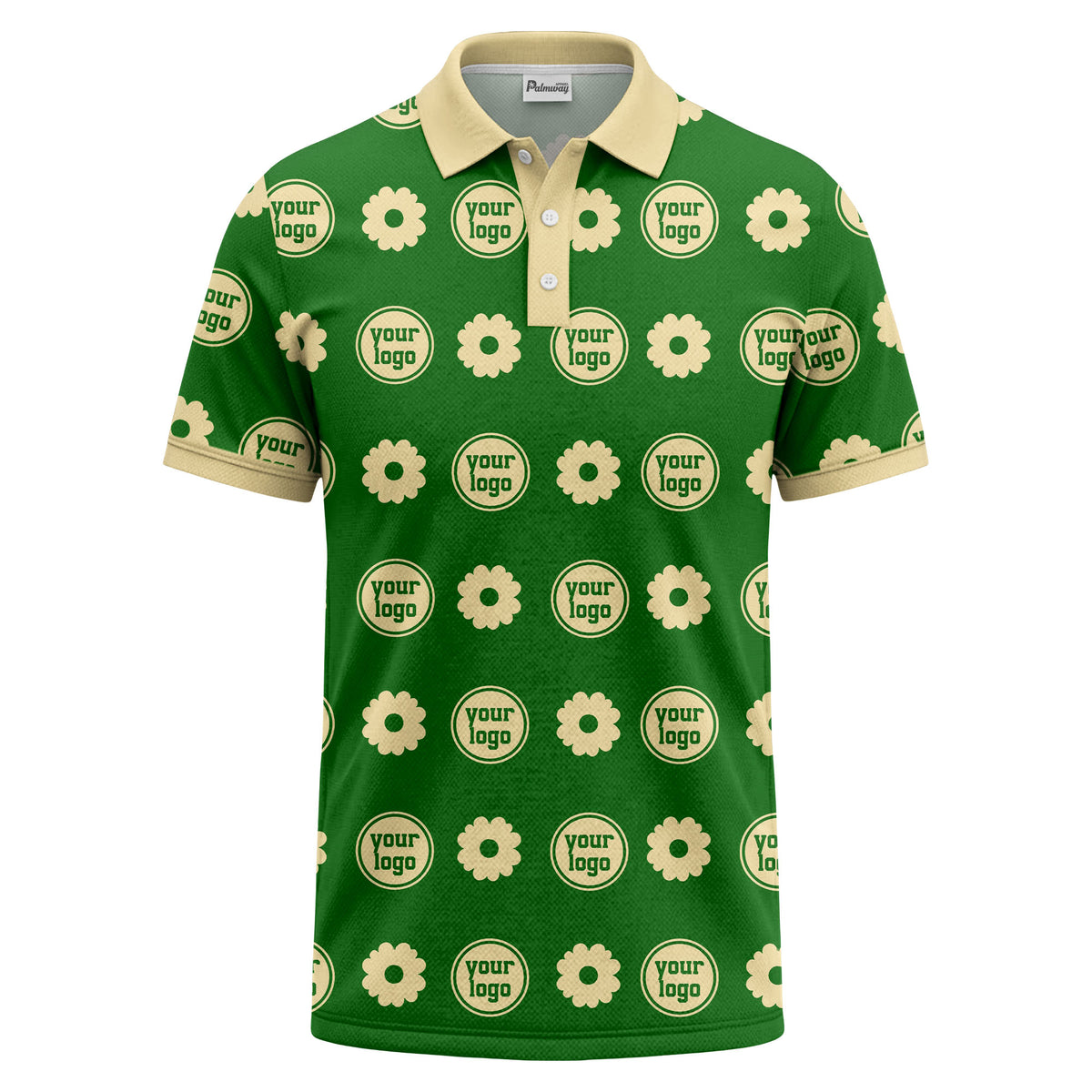 customizable daisy & monogram repeat pattern polo shirt