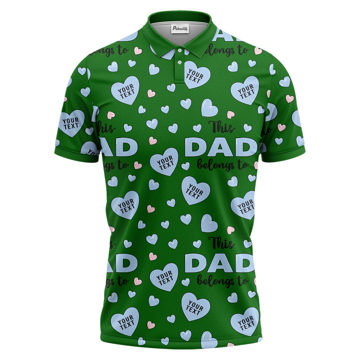 customizable hearts & text father's day all over print polo shirt for men