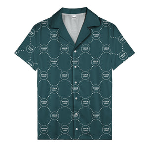 customizable logo circles and dotted lines monochrome hawaiian shirt