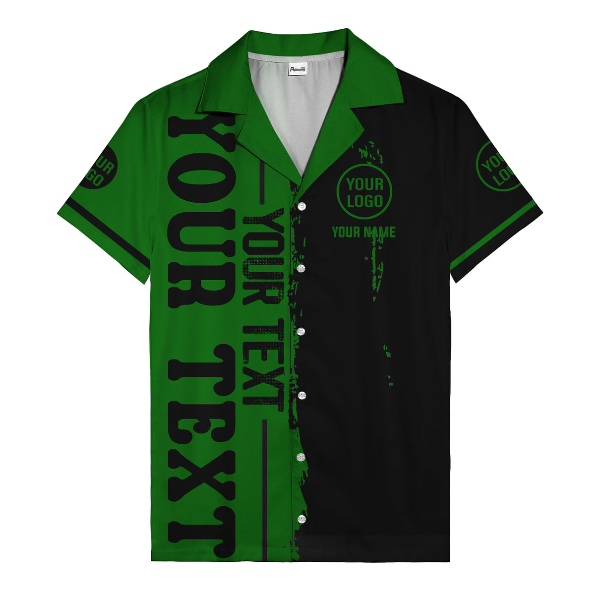 customizable text logo circle personalized hawaiian shirt