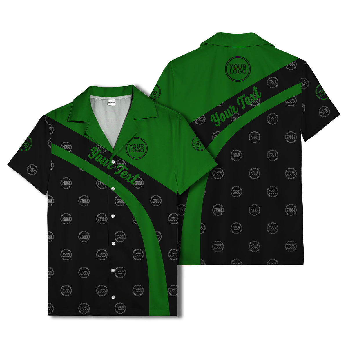 diagonal black stripe custom logo personalized hawaiian shirt