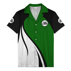 diagonal stripe custom logo retro bowling hawaiian shirt