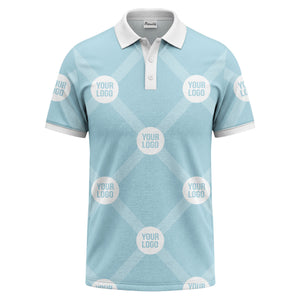 diagonal stripes & repeating custom logo polo shirt for men