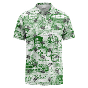eiffel tower & airship sketched landmark polo shirt for men