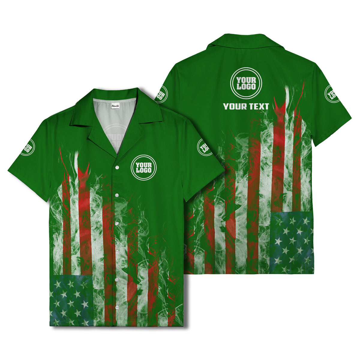 fiery bald eagle & stars stripes hawaiian shirt for men