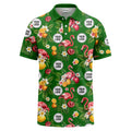 flamingo & lemon watercolor print polo shirt for men