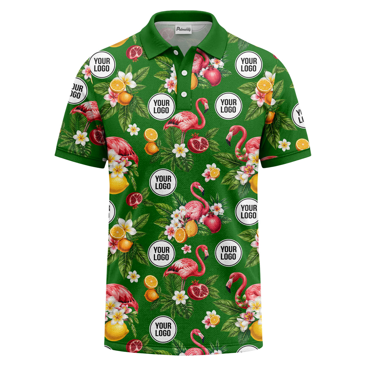 flamingo & lemon watercolor print polo shirt for men