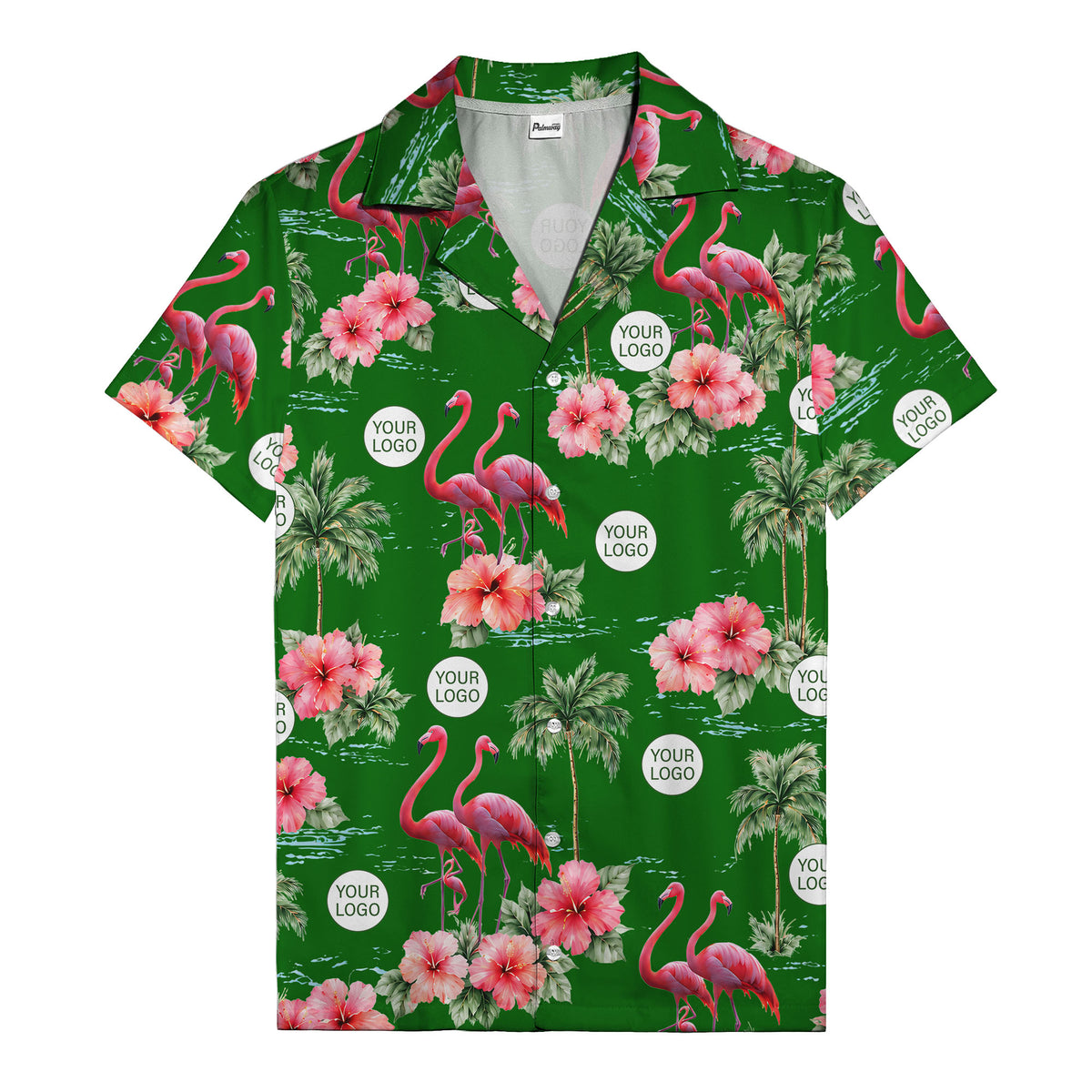 flamingo silhouettes palm trees hibiscus hawaiian shirt for men