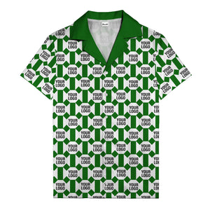 geometric grid logo repeat pattern modern graphic hawaiian shirt