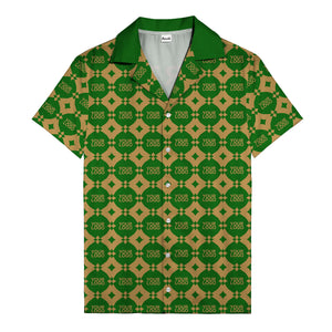 gold mon diamond lattice monogram hawaiian shirt for men