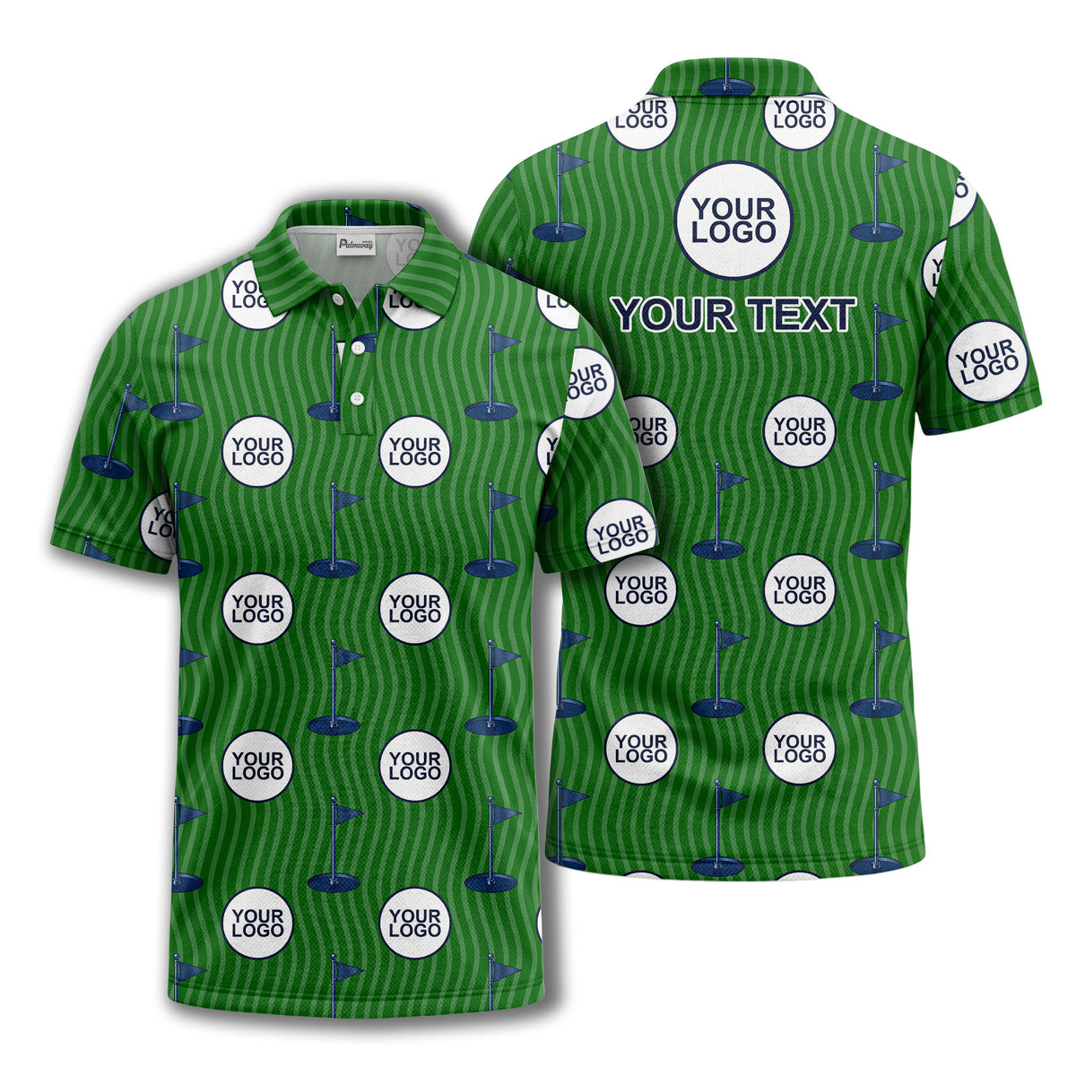 golf flag logo repeat pattern country club golf polo shirt
