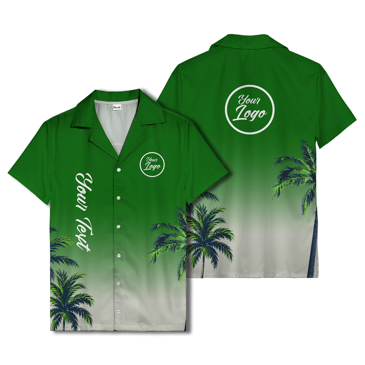 gradient palm tree silhouettes custom text hawaiian shirt for men