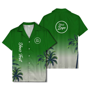 gradient palm tree silhouettes custom text hawaiian shirt for men