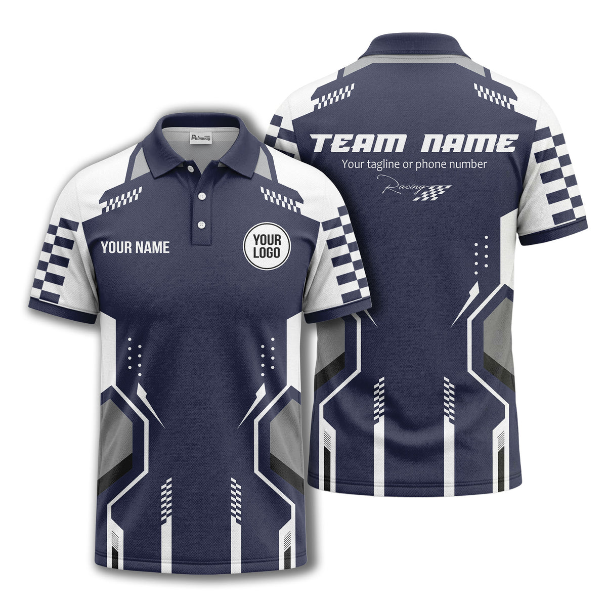 hexagonal checkerboard dots & lines modern geometric polo shirt