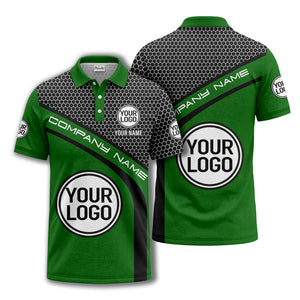 hexagonal grid monogram logo corporate polo shirt for men