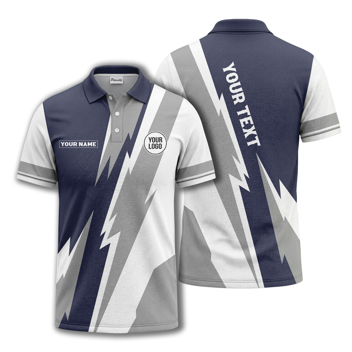 lightning bolt & geometric stripes polo shirt for men