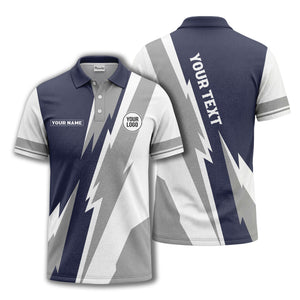 lightning bolt & geometric stripes polo shirt for men