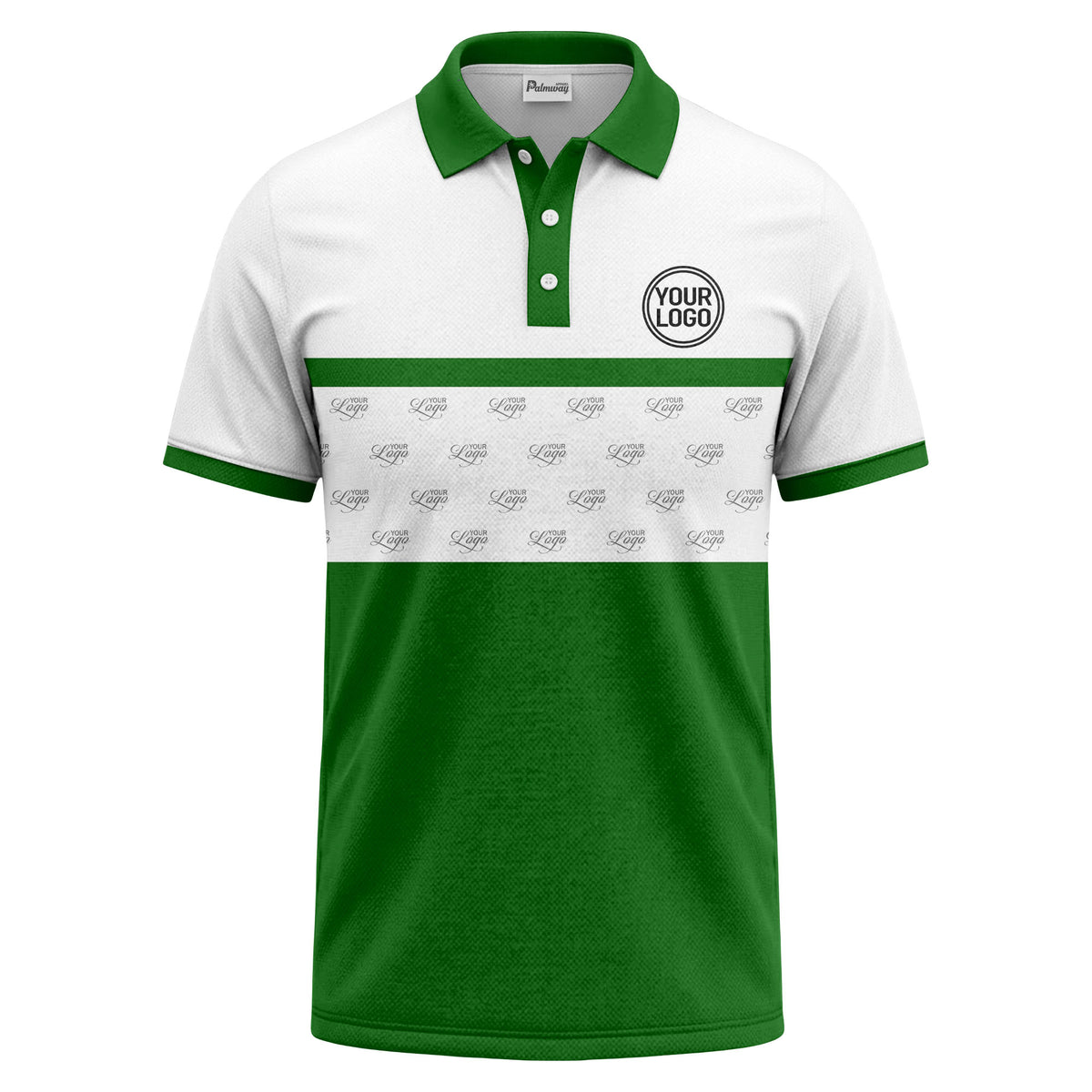 monochrome custom logo repeat stripe polo shirt for men