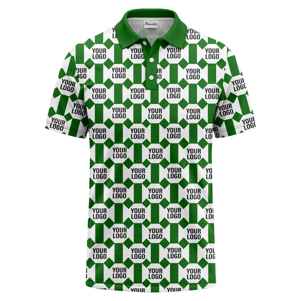 monochrome hexagon repeat custom logo geometric polo shirt for men