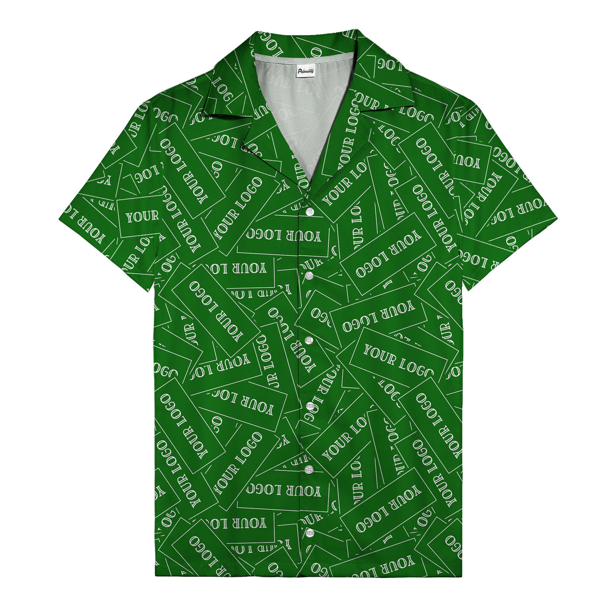 monochrome your logo repeat text graphic hawaiian shirt for men