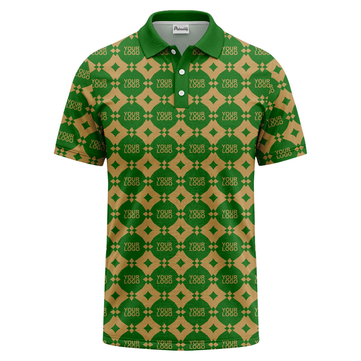 monogrammed gold black diamond repeat luxury polo shirt