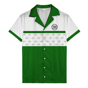 retro bowling custom logo repeat hawaiian shirt for men
