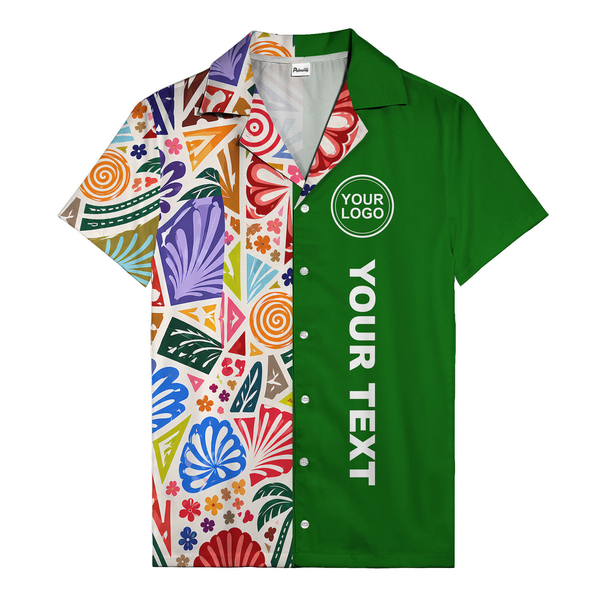 spiral motifs palm leaves hibiscus geometric hawaiian shirt for men