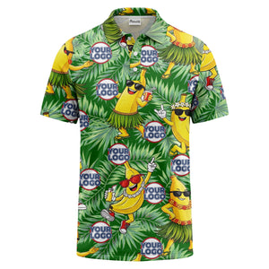sunglass bananas luau palm leaves polo shirt for men