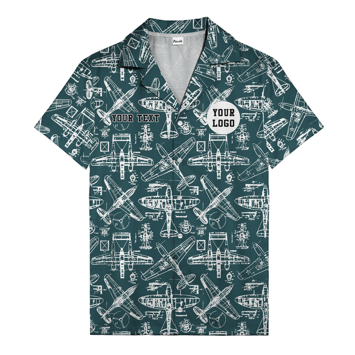 vintage airplane blueprint sketches propeller engine hawaiian shirt