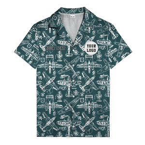 vintage airplane blueprint sketches propeller engine hawaiian shirt