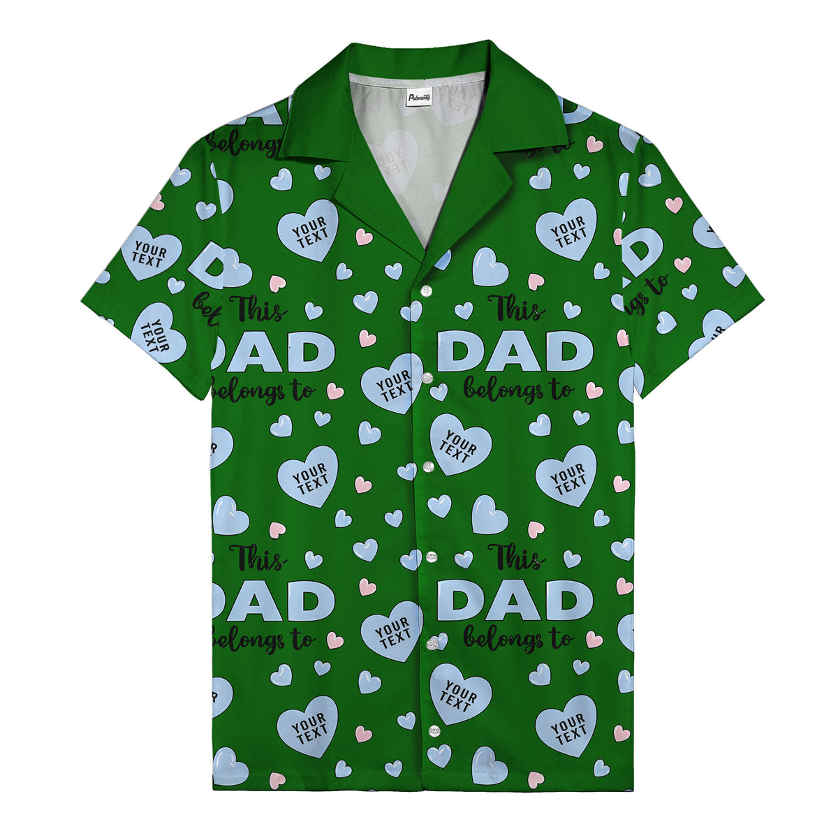 watercolor hearts & custom names hawaiian shirt for dad, navy blue