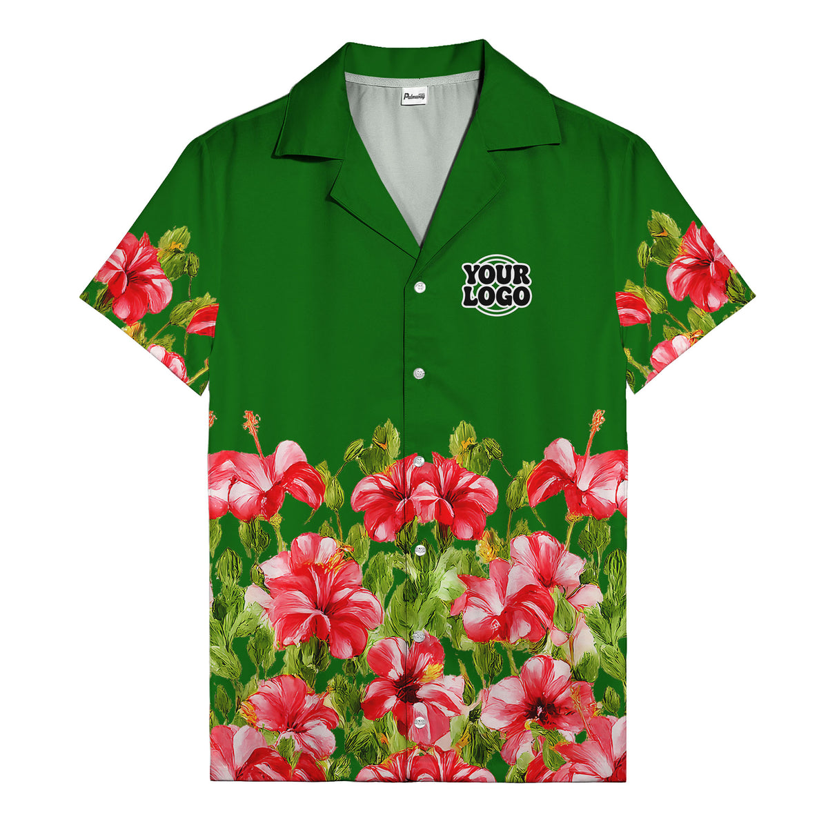 watercolor hibiscus & leaf aloha hawaiian shirt for men