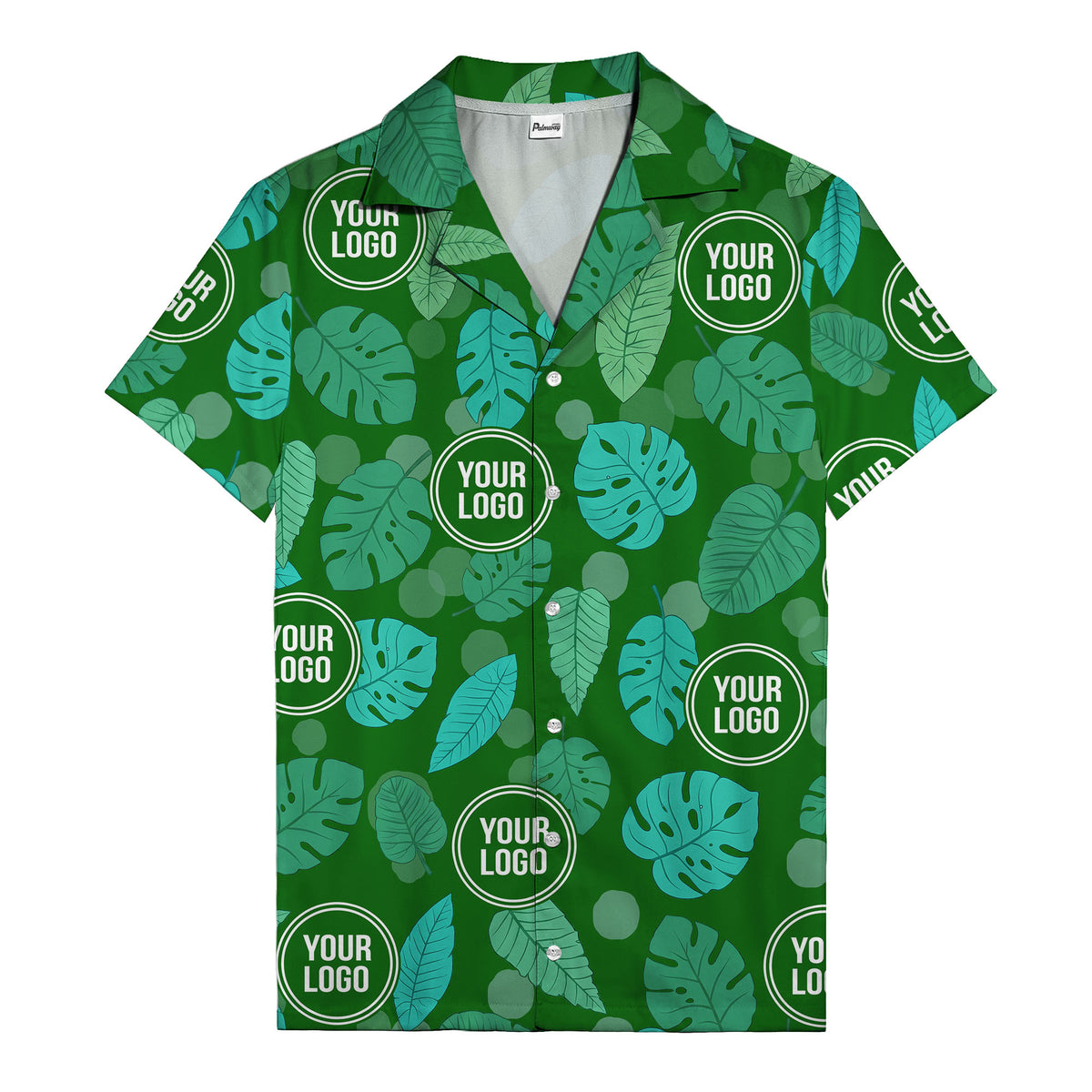 watercolor monstera leaf repeat & signature logo hawaiian shirt