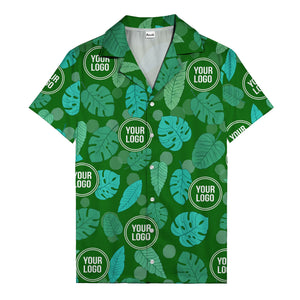 watercolor monstera leaf repeat & signature logo hawaiian shirt