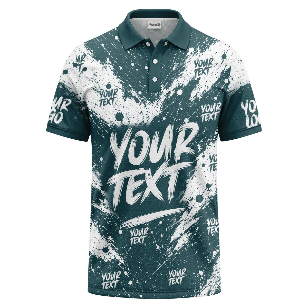 abstract splatter paint with customizable text artistic polo shirt
