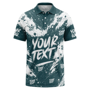 abstract splatter paint with customizable text artistic polo shirt