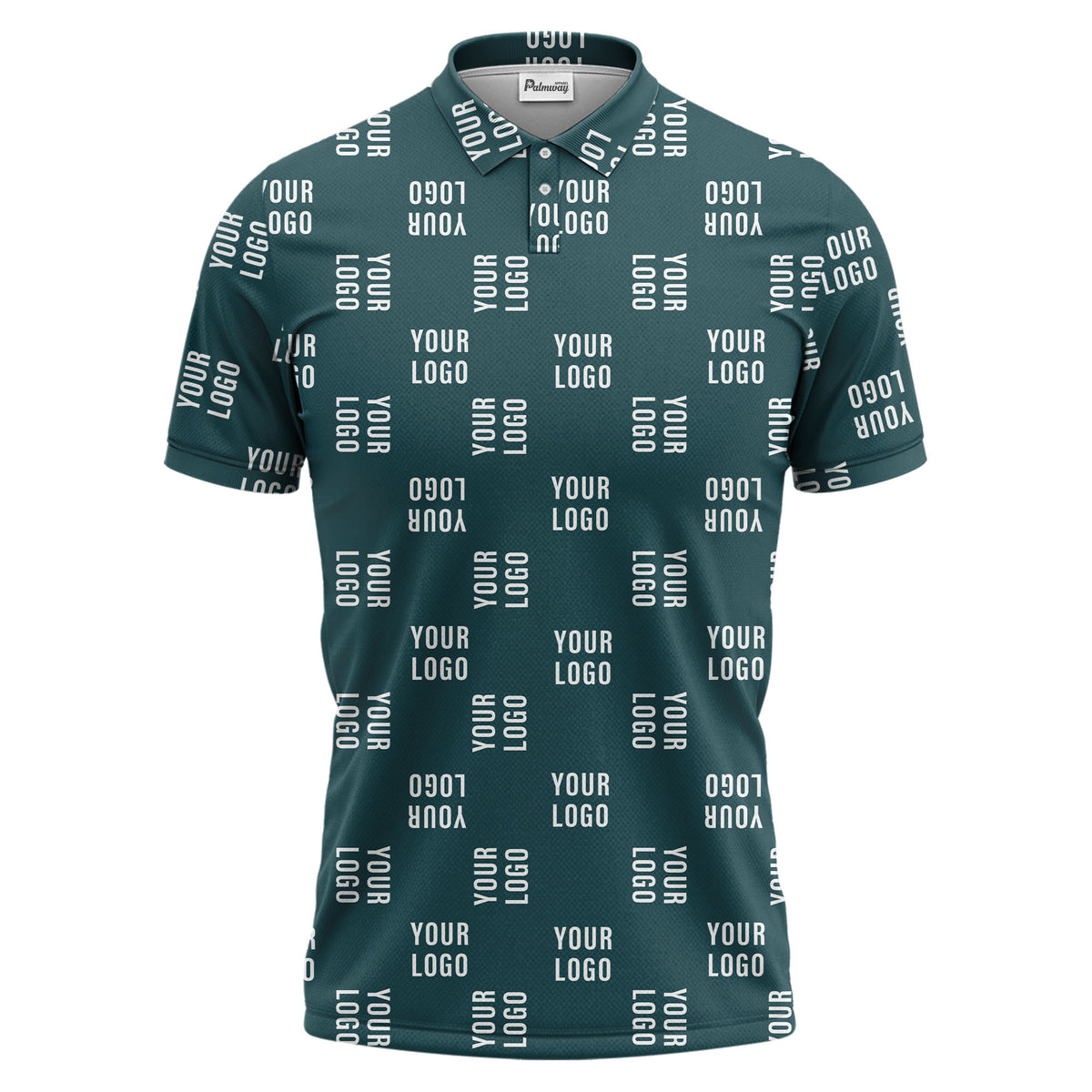 black repeat custom logo text pattern polo shirt for men