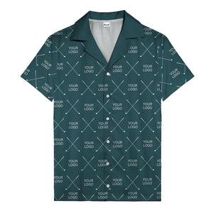 crossed golf clubs logo repeat pattern hawaiian shirt for men