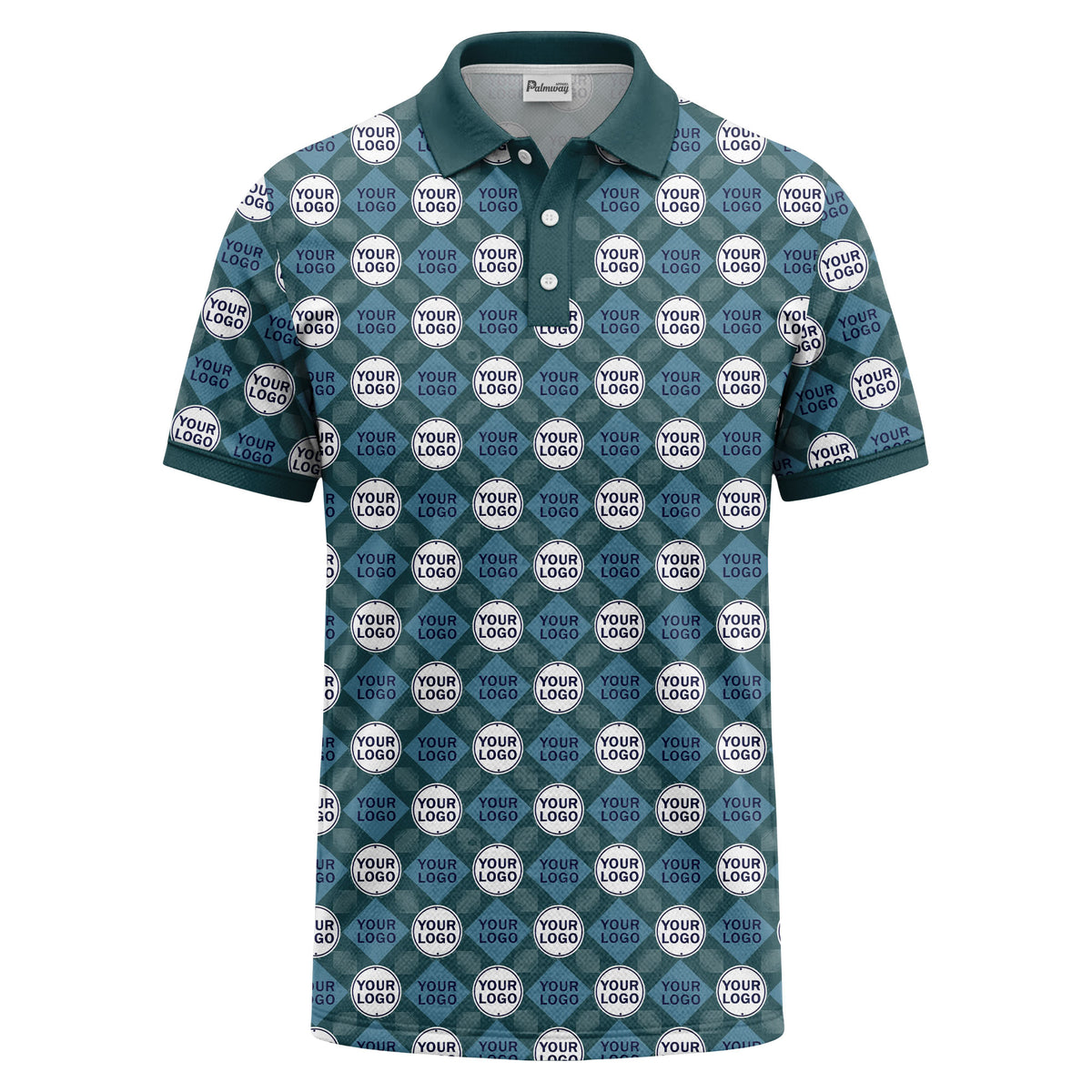 custom diamond grid circular logos polo shirt for men