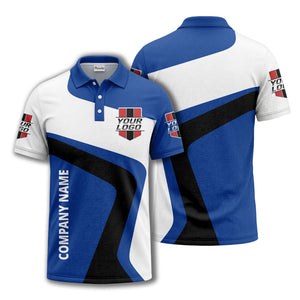 custom logo diagonal stripe corporate polo shirt for business uniforms