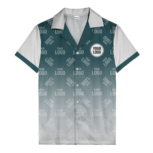 custom logo gradient fade black to white hawaiian shirt